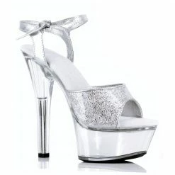 Ellie Shoes Shop By Brand 6" Glitter Stiletto Clear Platform (ES601-Juliet-G)