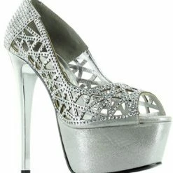 Ellie Shoes 6" Rhinstone Lattice Pump(ES607-ROSAFINA Final Sale) Sales