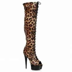 Ellie Shoes Shop By Brand 6" Peeptoe Thigh High Boot With Laces And Side Zipper (ES609-ZOELLE)