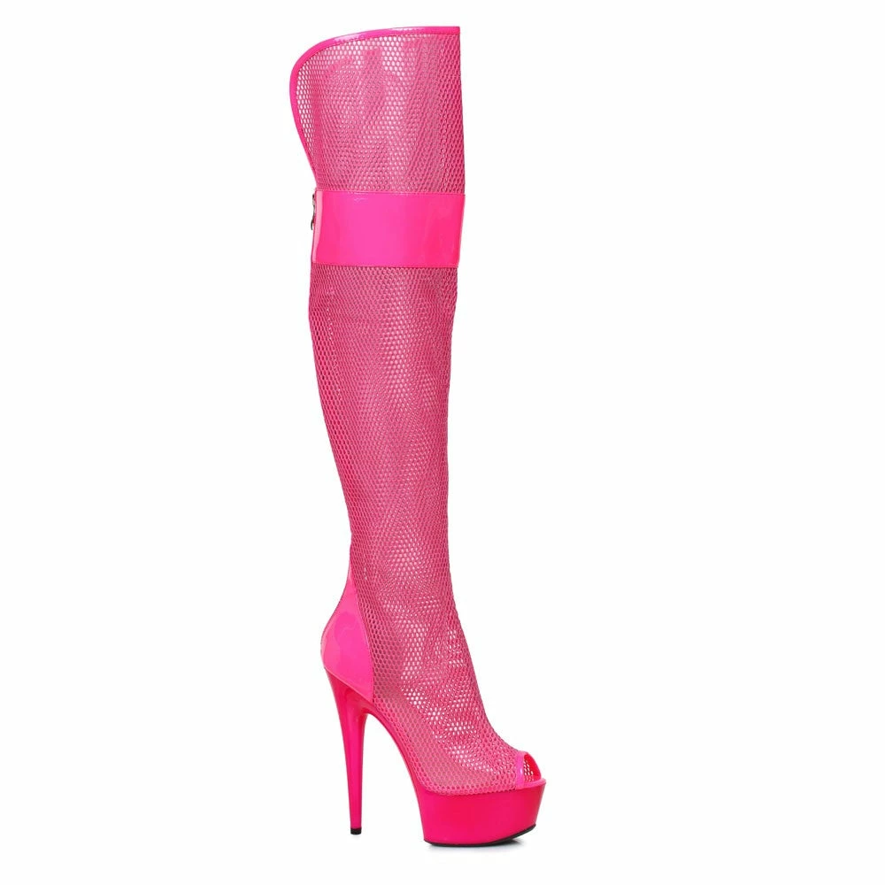Ellie Shoes 6" Fishnet Platform Thigh Boot (ES609-IVY)
