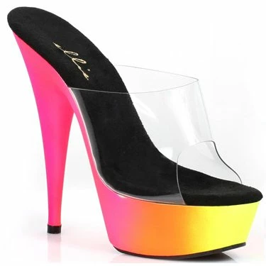 Ellie Shoes 6" Rainbow Design NEON Mule (ES609-SHERBERT)