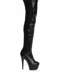 Ellie Shoes 6" Half-Stretch Black-light Platform Thigh Boot (ES609-UNIQUE) Shop By Brand