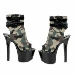 Ellie Shoes 7 Inch Camo Ankle Boot (ES711-CADET)