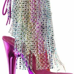 Pleaser Shoes 7" Heel Open Toe Fringe Ankle Boot (ADORE-1017RSF)