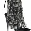 Pleaser Shoes 7" Heel Open Toe Fringe Ankle Boot (ADORE-1017RSFT)
