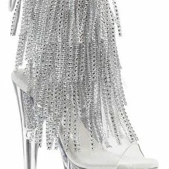Pleaser Shoes 7" Heel Open Toe Fringe Ankle Boot (ADORE-1017SRS)