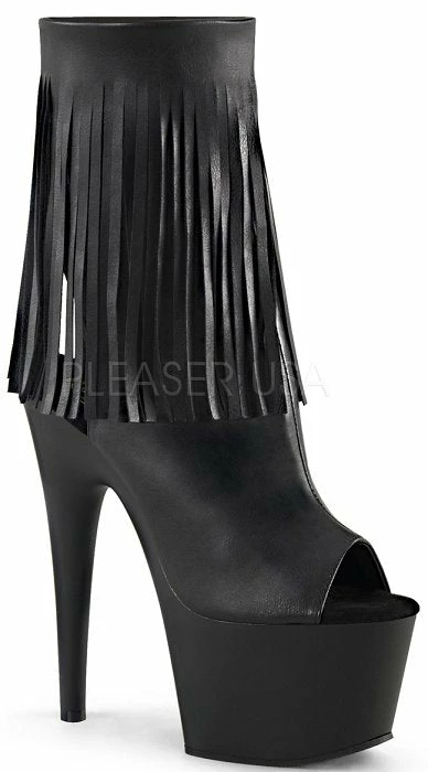 Pleaser Shoes 7" Heel Open Toe Ankle Fringed Boot (Adore-1019)