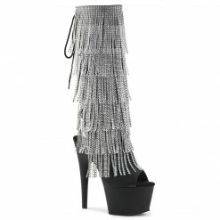 Pleaser Shoes 7" Open Toe Fringe Knee Boot (ADORE-2024RSF)
