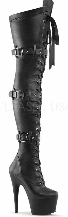 Pleaser Shoes 7" Lace-Up Buckle Platform Boot (ADORE-3028)