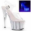 Pleaser Shoes 7" Reactive Glitter Platform Heel (ADORE-708UVG)