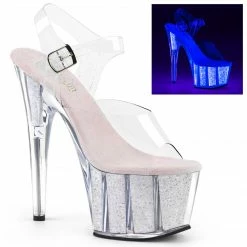Pleaser Shoes 7" Reactive Glitter Platform Heel (ADORE-708UVG)