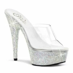 Pleaser Shoes 6" Stiletto Rhinestone Platform Slide (Bejeweled-601DM)