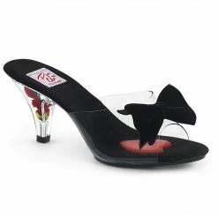 Pin Up Couture Pleaser Shoes 3" Velvet Bow & Flower Filled Heel (BELLE-301BOW)