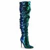 Pleaser Shoes 5" Heel Ruched Sequins Knee Boot (COURTLY-3011)