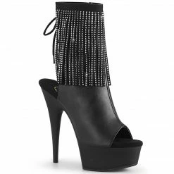 Pleaser Shoes 6" Open Toe Ankle Fringe Boot (DELIGHT-1018RSF)