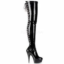 Pleaser Shoes 6" Back Lace Platform Thigh Boot (DELIGHT-3063) Platform Shoes