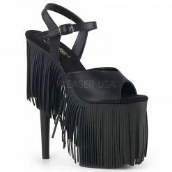 Pleaser Shoes 8" Heel Fringed Platform Ankle Strap Sandal (FLAMINGO-809FRG)