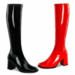 Pleaser Shoes 3" Block Heel Dual Color Black/Red GoGo Boot (GOGO-300HQ) Funtasma - Halloween