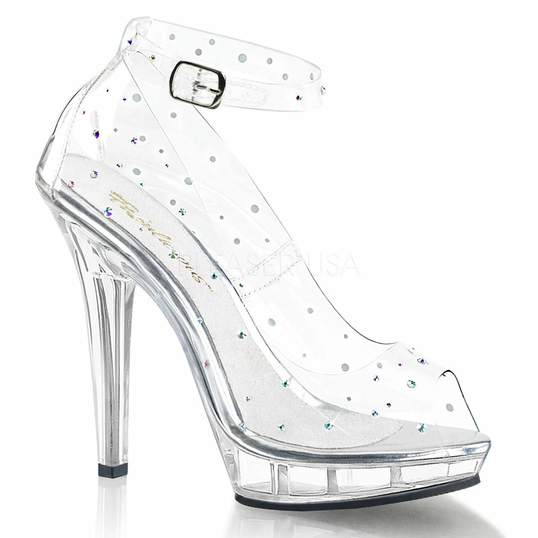 Pleaser Shoes 5" Clear Rhinestone Peep-Toe Pump (LIP-183)