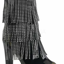 Pink Label By Pleaser Funtasma - Halloween 4" Heel Glitter Fringe Bootie (QUEEN-100)