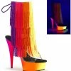 Pleaser Shoes 6" Neon Fringe Ankle Boot (RAINBOW-1017TF-6)