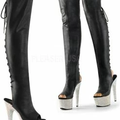Pleaser Shoes 7" Open Toe Thigh Boot (BEJEWELED-3019DM-7)