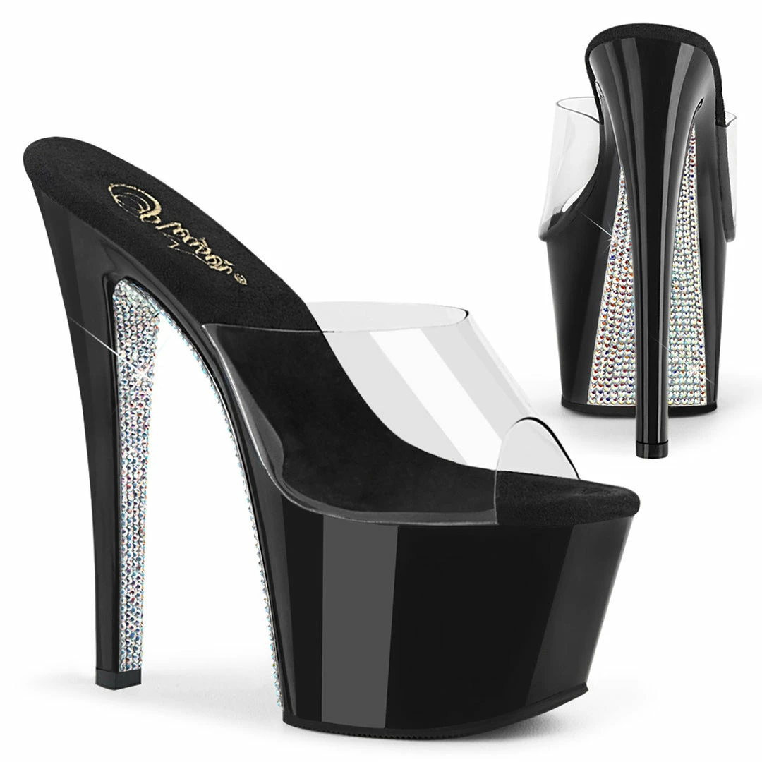 Pleaser Shoes 7" Rhinestone Platform Slide (SKY-301CRS)