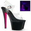 Pleaser Shoes 7" Heel UV Reactive Platform Sandal (SKY-308TT)