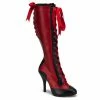 Bordello Pleaser Shoes 4 1/2" Lace Up Knee Boot (TEMPT-126)