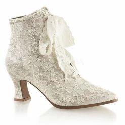 Fabulicious 2 3/4" Heel Victorian Lace Overlay Ankle Bootie (VICTORIAN-30) Pleaser Shoes