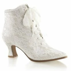 Fabulicious 2 3/4" Heel Victorian Lace Overlay Ankle Bootie (VICTORIAN-30) Pleaser Shoes